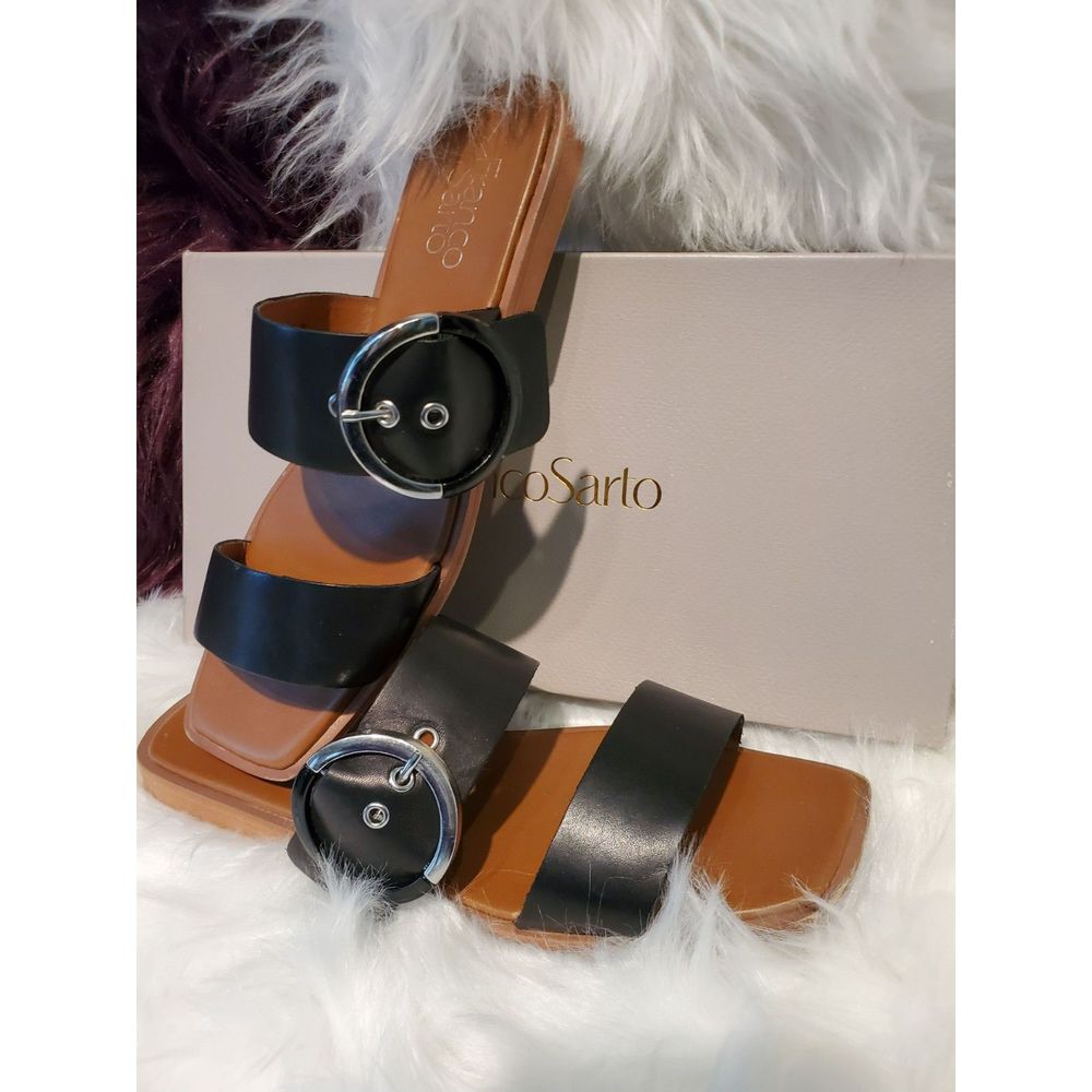 WOMENS SIZE 9M FRANCOSARTO BLACK BUCKLE SANDAL
